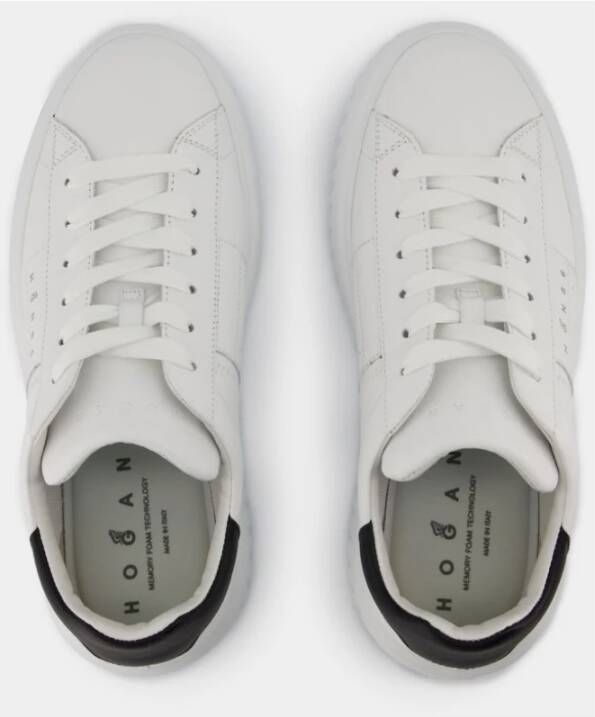 Hogan Zwarte Leren Sneakers met H Strepen White Heren