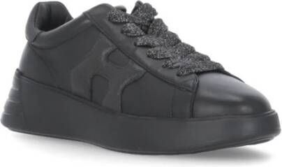 Hogan Zwarte Leren Sneakers met Lurex Details Zwart Dames