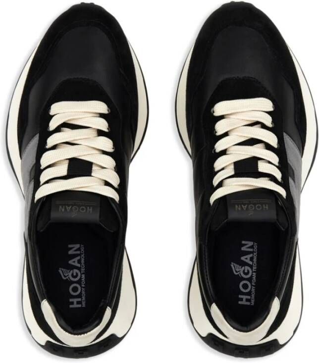 Hogan Zwarte Leren Sneakers met Metalen Logo Black Dames