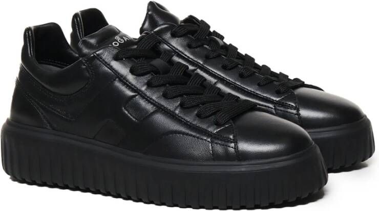 Hogan Zwarte leren sneakers met Side H Black Heren