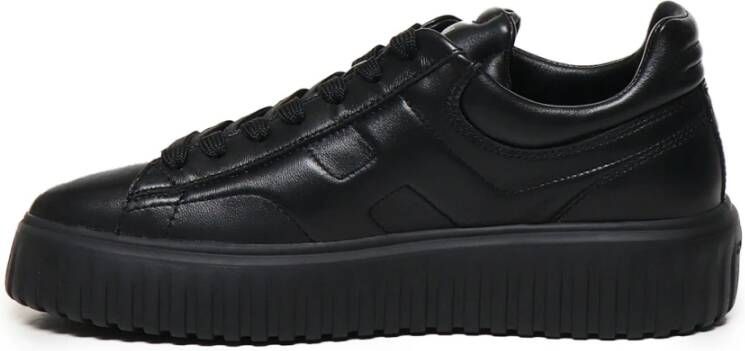 Hogan Zwarte leren sneakers met Side H Black Heren