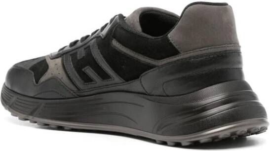 Hogan Zwarte leren sneakers met suède afwerking Black Heren