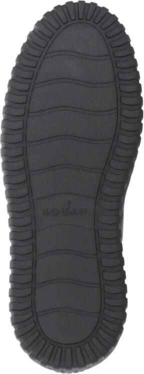 Hogan Zwarte Leren Sneakers Ronde Neus Iconische H Black Heren