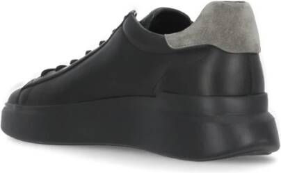 Hogan Zwarte Leren Sneakers Ronde Neus Vetersluiting Black Heren