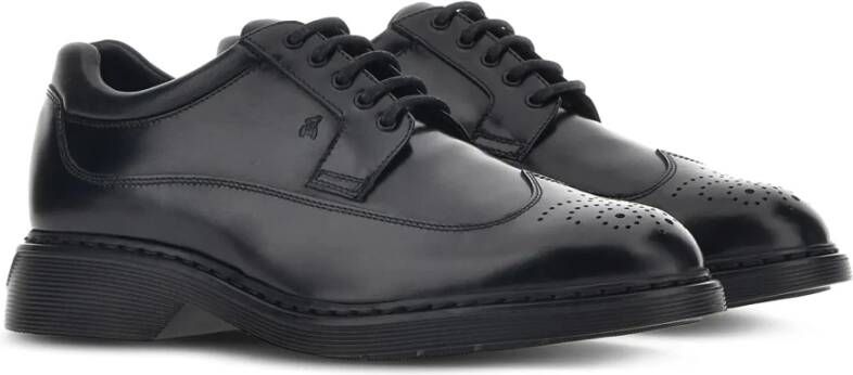 Hogan Zwarte Leren Sneakers Zwaluwstaart Black Heren