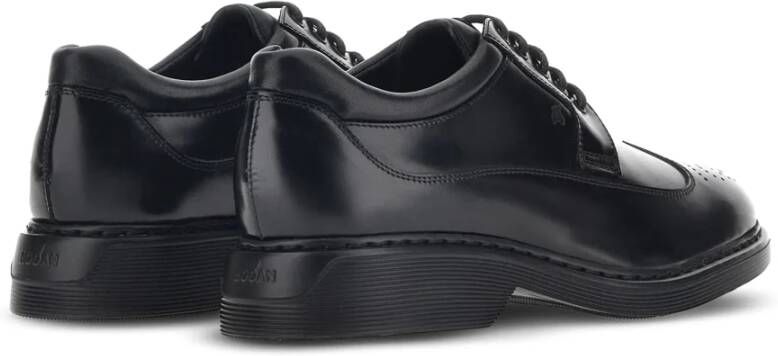 Hogan Zwarte Leren Sneakers Zwaluwstaart Black Heren