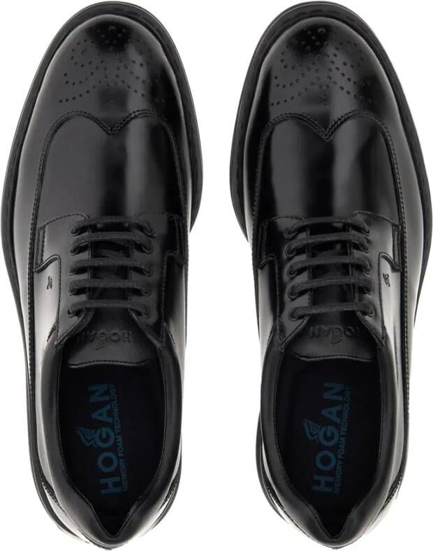 Hogan Zwarte Leren Sneakers Zwaluwstaart Black Heren