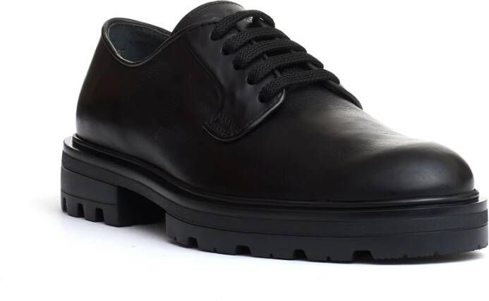 Hogan Zwarte Leren Veterschoenen Black Heren