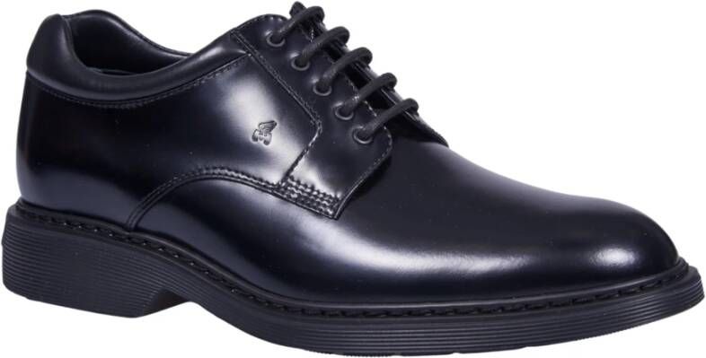 Hogan Zwarte Leren Veterschoenen Black Heren