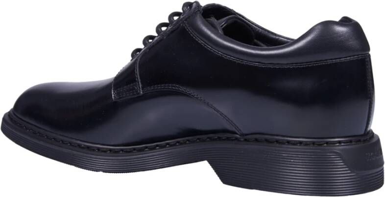 Hogan Zwarte Leren Veterschoenen Black Heren