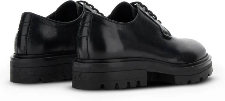 Hogan Zwarte Leren Veterschoenen Black Heren