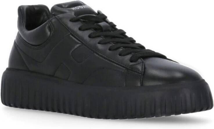 Hogan Zwarte Leren Veterschoenen Black Heren