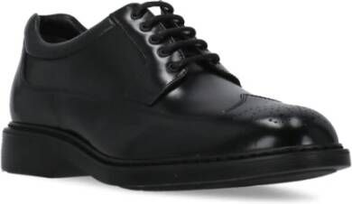 Hogan Zwarte Leren Veterschoenen Duilio Patroon Black Heren