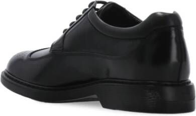 Hogan Zwarte Leren Veterschoenen Duilio Patroon Black Heren