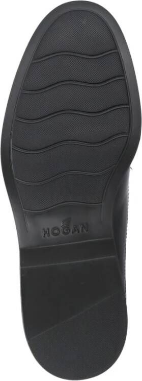 Hogan Zwarte Leren Veterschoenen Duilio Patroon Black Heren