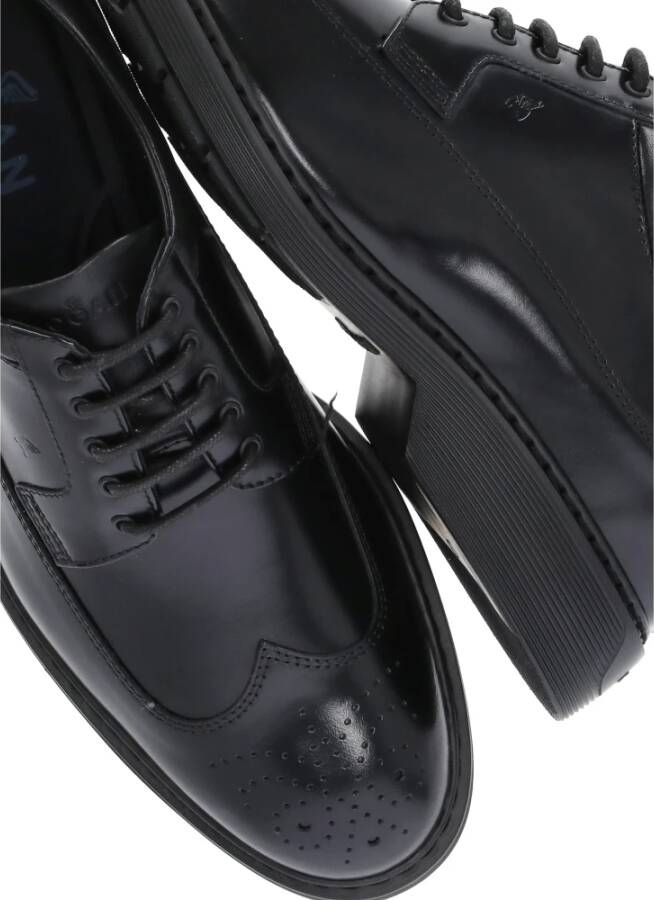 Hogan Zwarte Leren Veterschoenen Duilio Patroon Black Heren