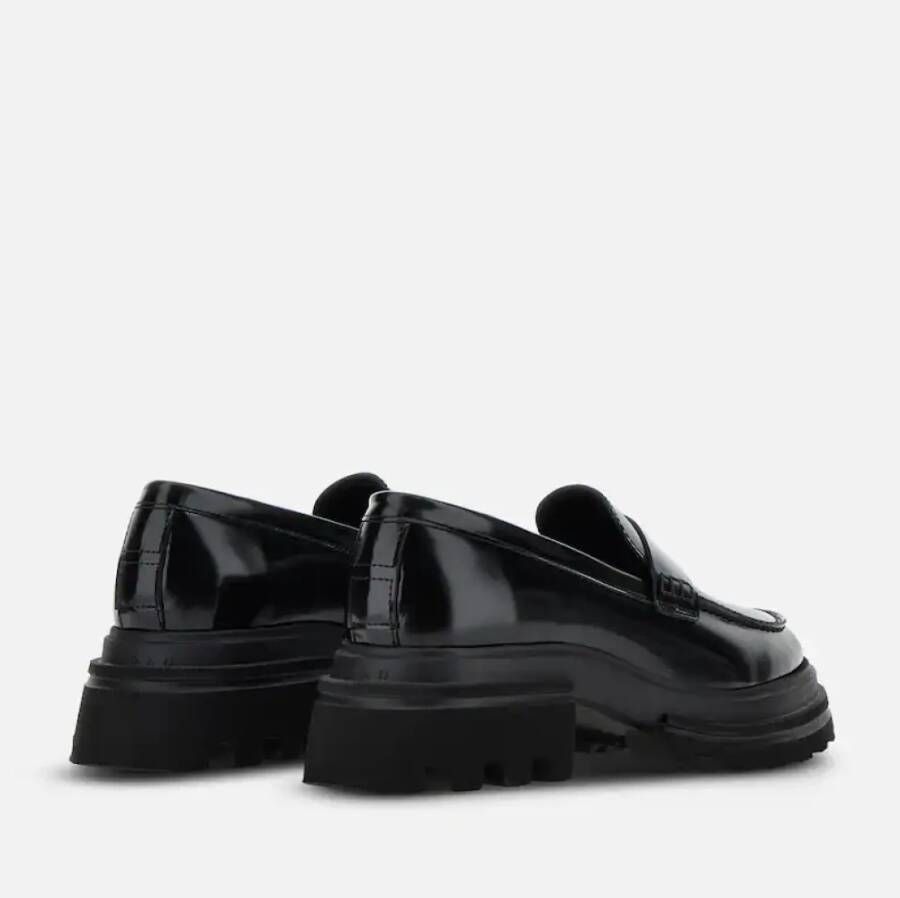 Hogan Zwarte platte schoenen van zacht leer Black Dames