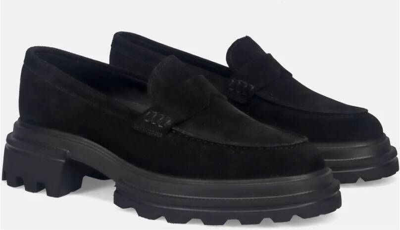 Hogan Zwarte Saddle Mocassins met Extra-Lichte Zool Black Dames