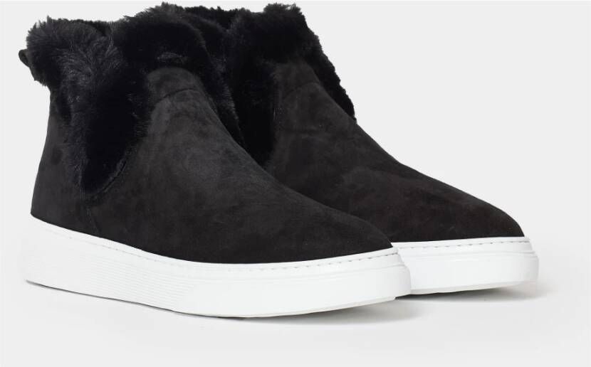 Hogan Zwarte Slip-On Sneakers met Bontafwerking Black Dames