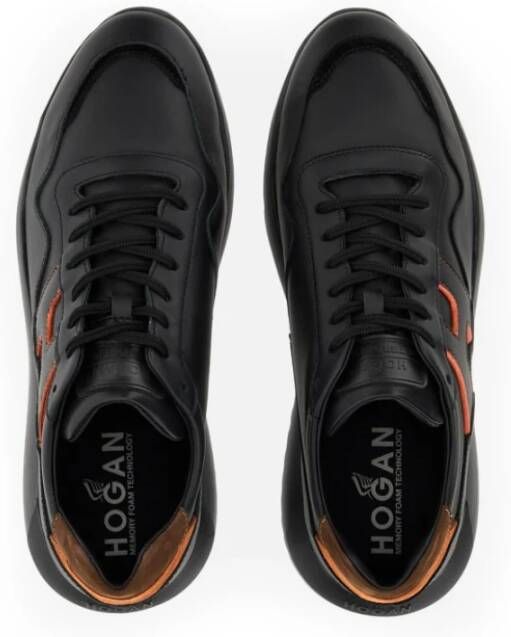 Hogan Zwarte sneakers met oranje details Gray Heren