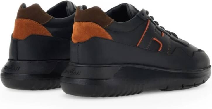 Hogan Zwarte sneakers met oranje details Gray Heren