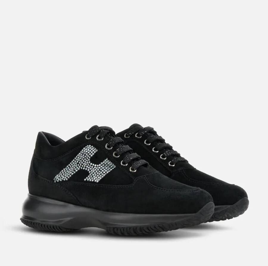 Hogan Zwarte Sneakers met Rhinestone Detail Black Dames