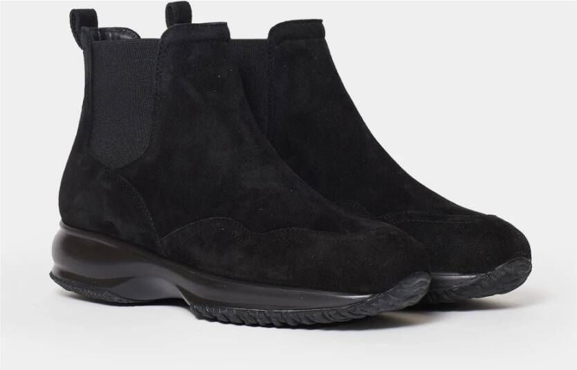 Hogan Zwarte Suède Enkellaarzen Aw23 Black Dames