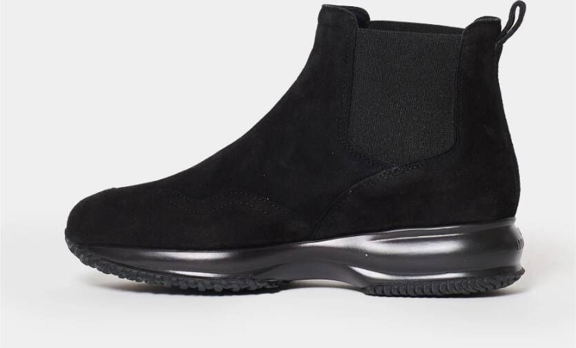 Hogan Zwarte Suède Enkellaarzen Aw23 Black Dames