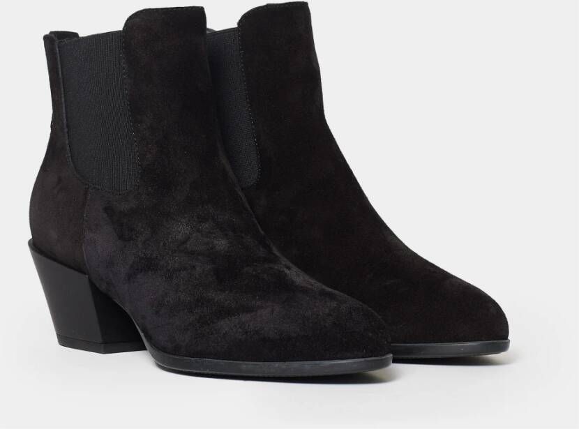 Hogan Zwarte Suède Enkellaarzen Aw23 Black Dames