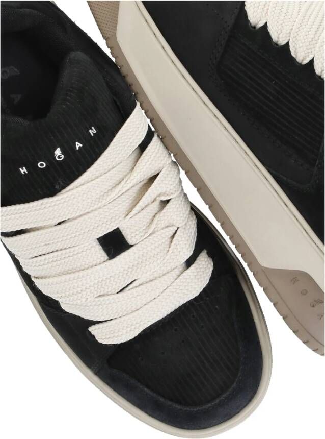 Hogan Zwarte Suède Leren Sneakers Ronde Neus Black Dames