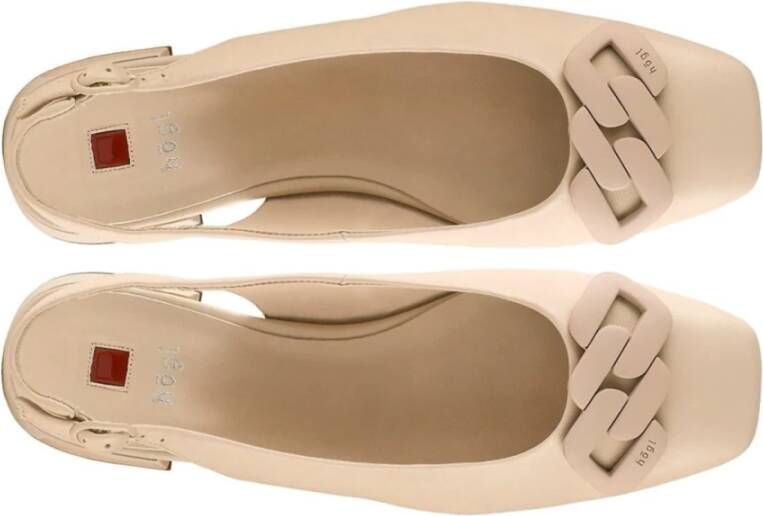 Högl Stijlvolle Leren Ballerina`s Beige Dames