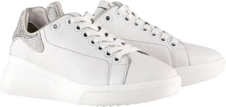 Högl Metallic witte sneaker met platformzool White Dames