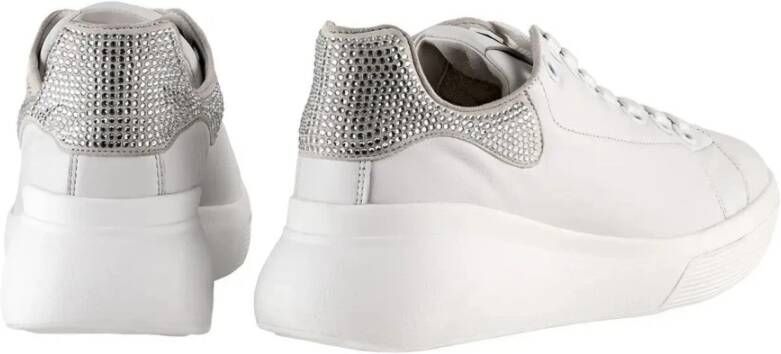 Högl Metallic witte sneaker met platformzool White Dames