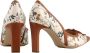 Högl Beige Bruin Bloemenprint Leren Pumps Beige Dames - Thumbnail 4