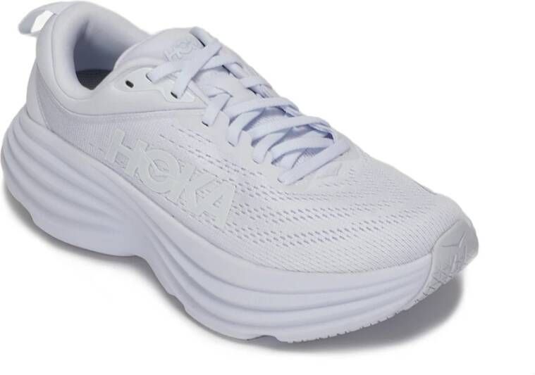 Hoka One Stoffen Sneaker met Ronde Neus White Dames