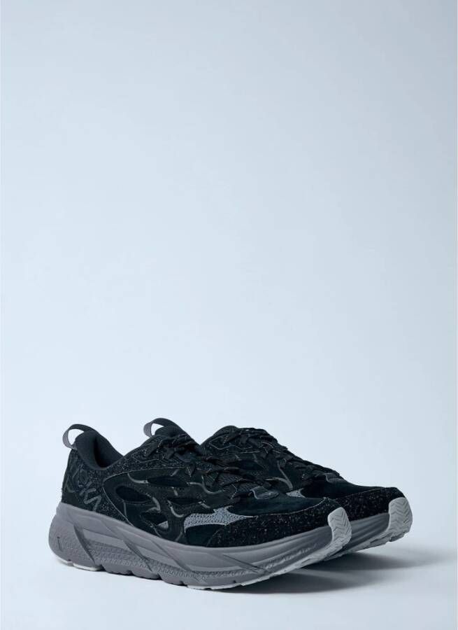 Hoka One Suede Sneakers met Logo Applique Black Heren