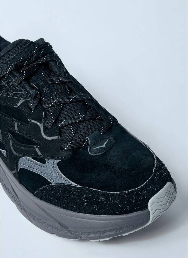 Hoka One Suede Sneakers met Logo Applique Black Heren