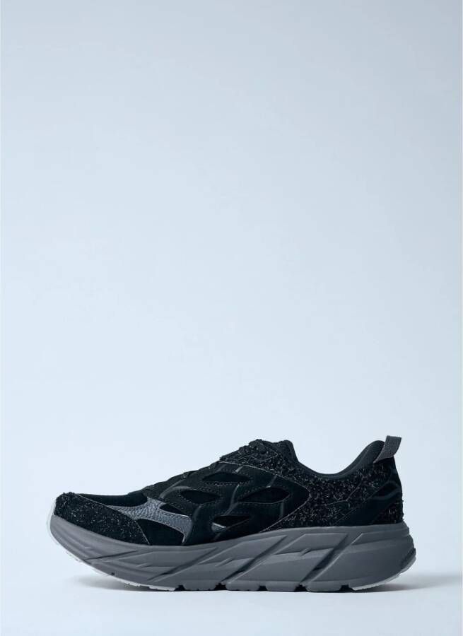 Hoka One Suede Sneakers met Logo Applique Black Heren