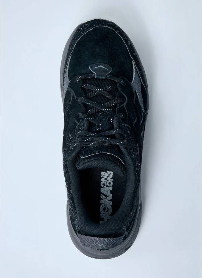 Hoka One Suede Sneakers met Logo Applique Black Heren