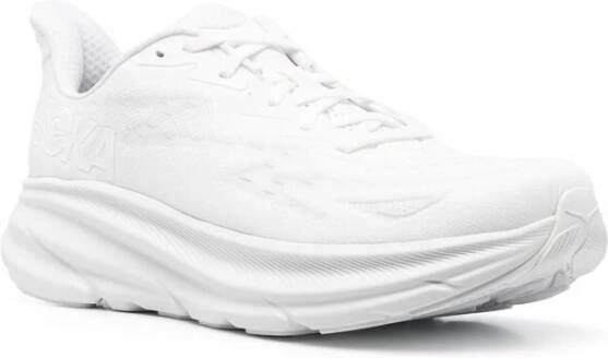 Hoka One Witte Veterschoen met Geribbelde Zool White Heren