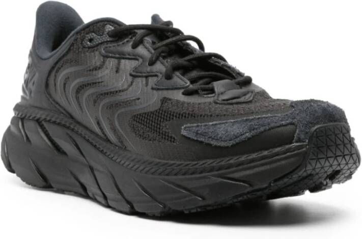 Hoka One Zwarte Leren Sneakers met Mesh Panelen Black Heren