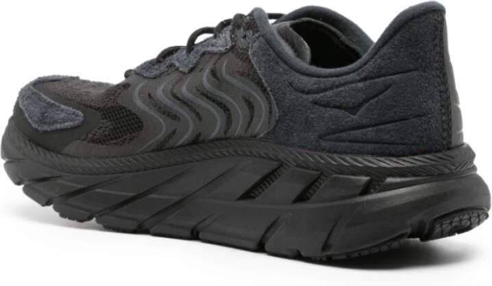 Hoka One Zwarte Leren Sneakers met Mesh Panelen Black Heren