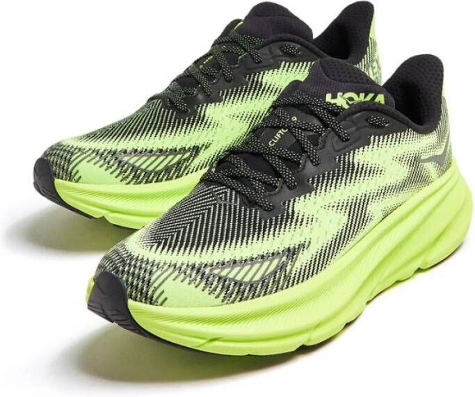 Hoka One Zwart Groen Panel Sneakers Green Heren