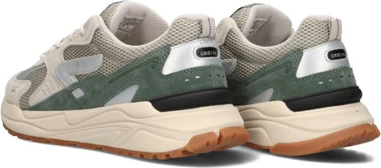 Hub Beige Lage Sneakers met Groene Accenten Multicolor Heren