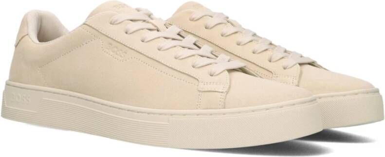 Hugo Boss Beige Suède Lage Top Sneakers Rhys_tenn Beige Heren