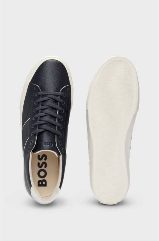 Hugo Boss Blauwe Leren Sneakers Aiden Blue Heren