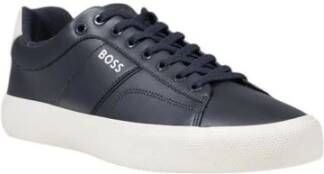 Hugo Boss Blauwe Leren Sneakers Herfst Winter Collectie Blue Heren