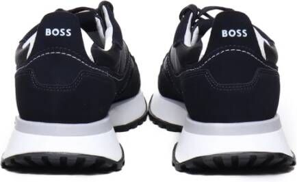 Hugo Boss Blauwe Leren Sneakers met Logo Applique Blue Heren