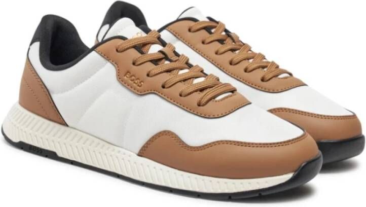 Hugo Boss Blauwe Sneakers met Eva Rubberen Zool Beige Heren