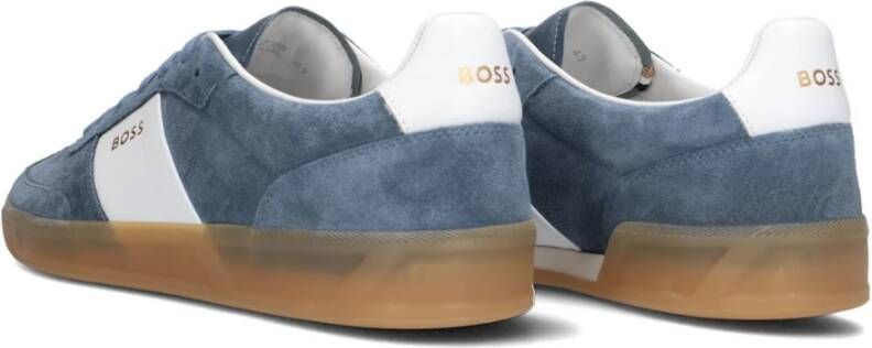 Hugo Boss Blauwe Suède Lage Sneakers Blue Heren